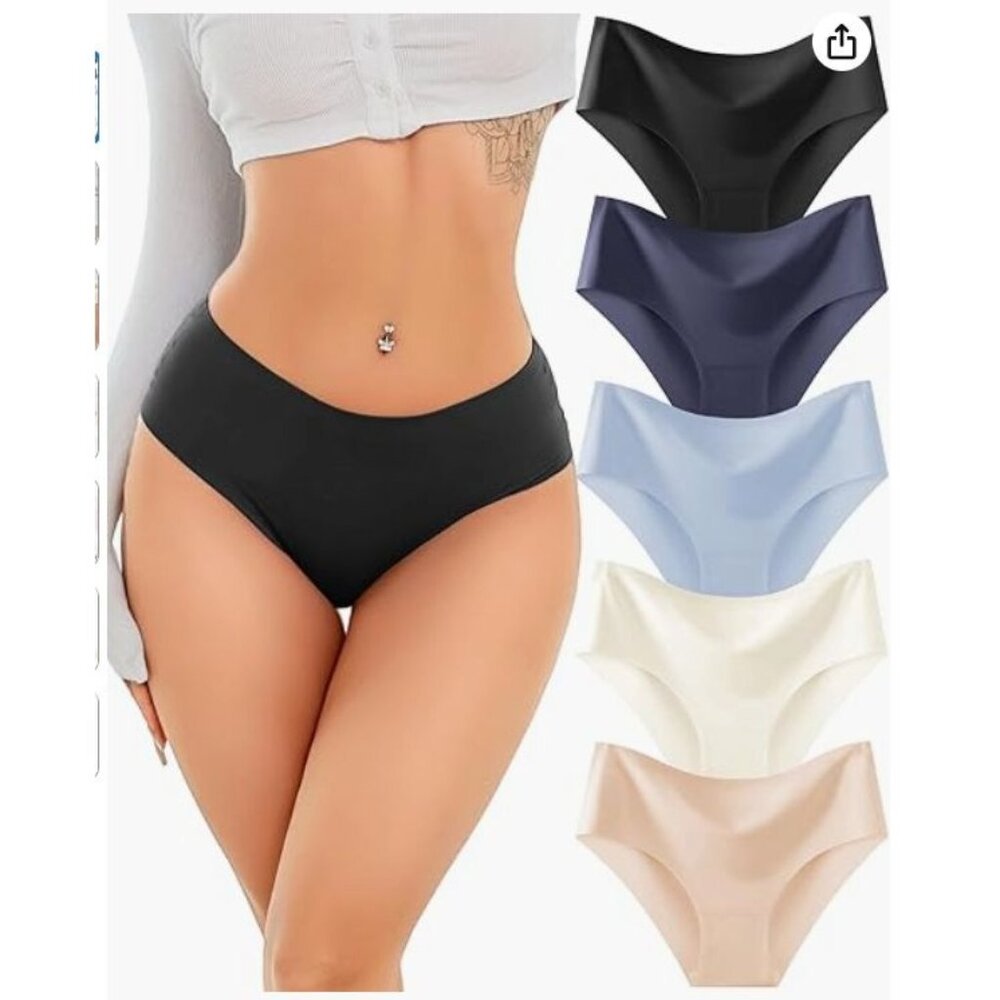 Seamless Underwear Sexy Mid Rise Brief Ladies No Show Bikini Panties Women's Che